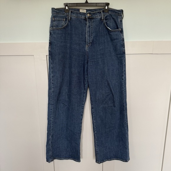 PILCRO & THE LETTERPRESS Denim - Anthropologie Pilcro Wide-Leg Jeans Women's SZ 33 Medium‎ Wash High-Rise Baggy